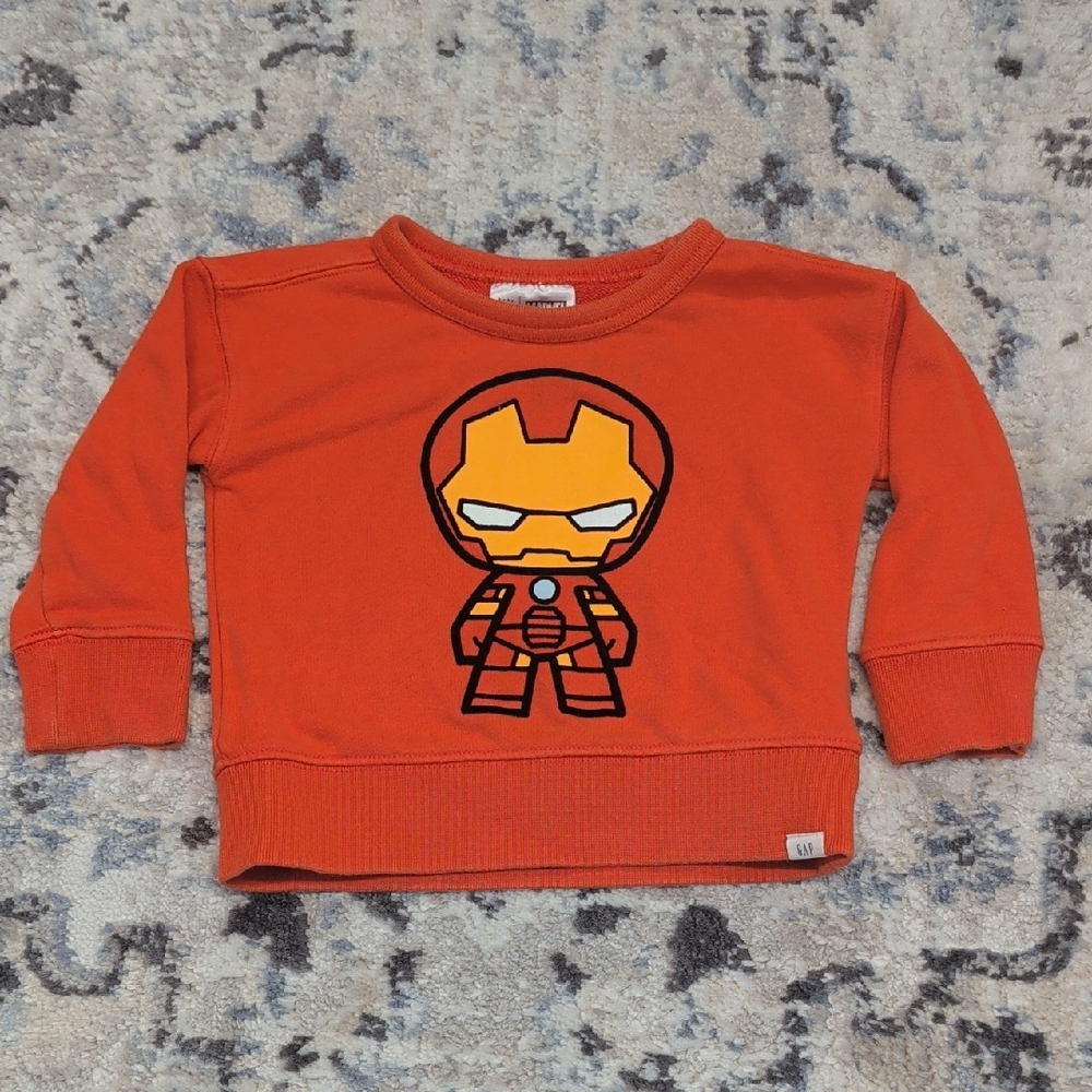 Baby Gap Marvel Iron Man Sweatshirt Orange Toddler 12–18 Months